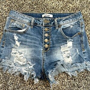 Refuge Jean Shorts 6 cut offs with button up front